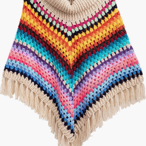 SACHI Multicolor Crochet Poncho - Picture 2 of 6